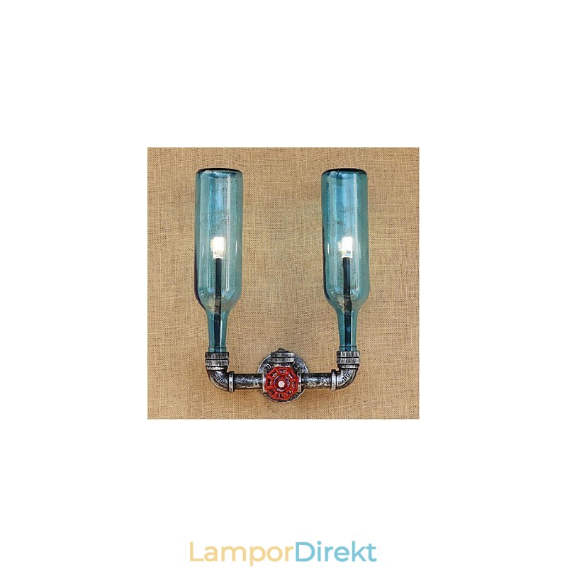 Retro Industrial Wind Switch Vattenflaska Vägglampa Vägg Ljusblå