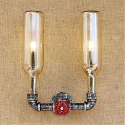 Retro Industrial Wind Switch Vattenflaska Vägglampa Vägglampa Bärnsten