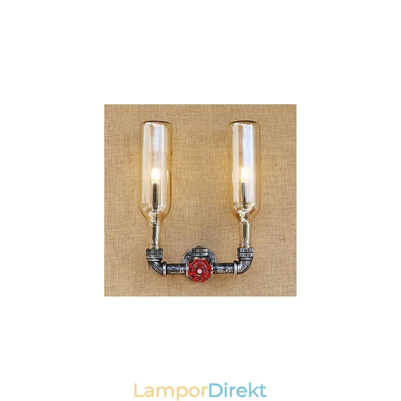 Retro Industrial Wind Switch Vattenflaska Vägglampa Vägglampa Bärnsten