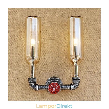 Retro Industrial Wind Switch Vattenflaska Vägglampa Vägglampa Bärnsten