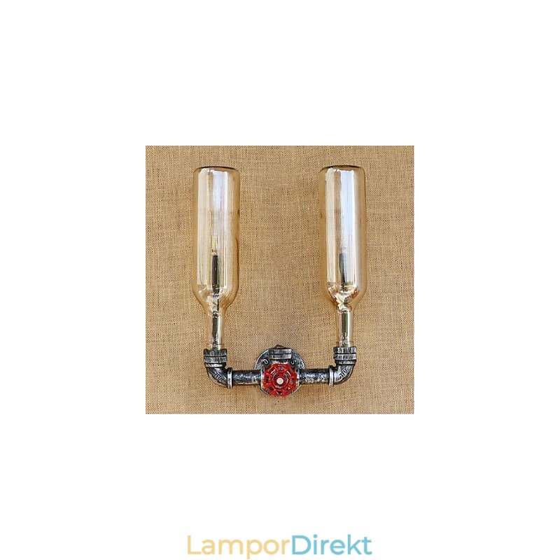 Retro Industrial Wind Switch Vattenflaska Vägglampa Vägglampa Bärnsten