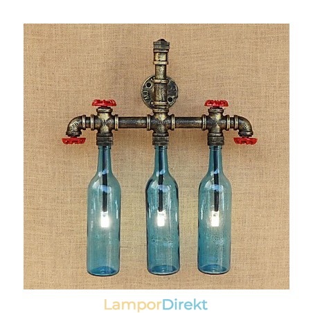 Retro Industrial Wind Switch Vattenflaska Vägglampa Vägg Ljusblå
