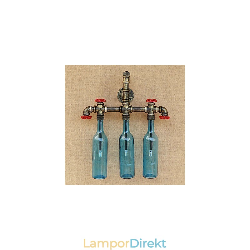 Retro Industrial Wind Switch Vattenflaska Vägglampa Vägg Ljusblå