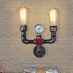 2 Heads Vintage Industrial Metal Vägglampor Restaurang Cafe Bar Dekorationsbelysning