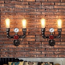 2 Heads Vintage Industrial Metal Vägglampor Restaurang Cafe Bar Dekorationsbelysning
