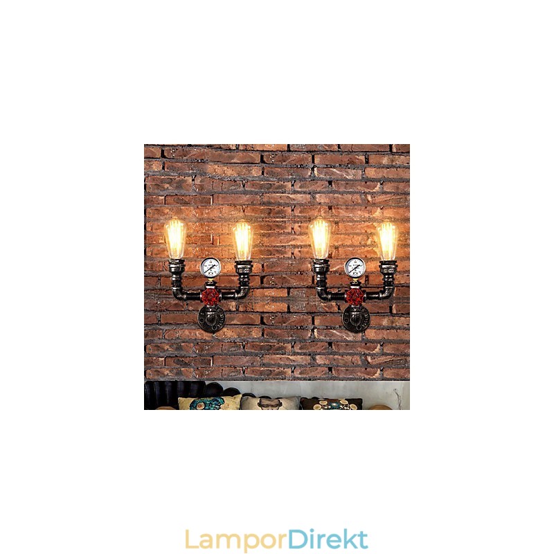 2 Heads Vintage Industrial Metal Vägglampor Restaurang Cafe Bar Dekorationsbelysning
