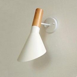 Modern Enkel Vardagsrum Säng Smidesjärn Imitation Trä Vägglampa
