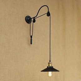 Lyftande Matsal Vägglampa Med Justerbar Gänga Längd På Retro Kreativ Karaktär Sovrum Vägglampa Järn