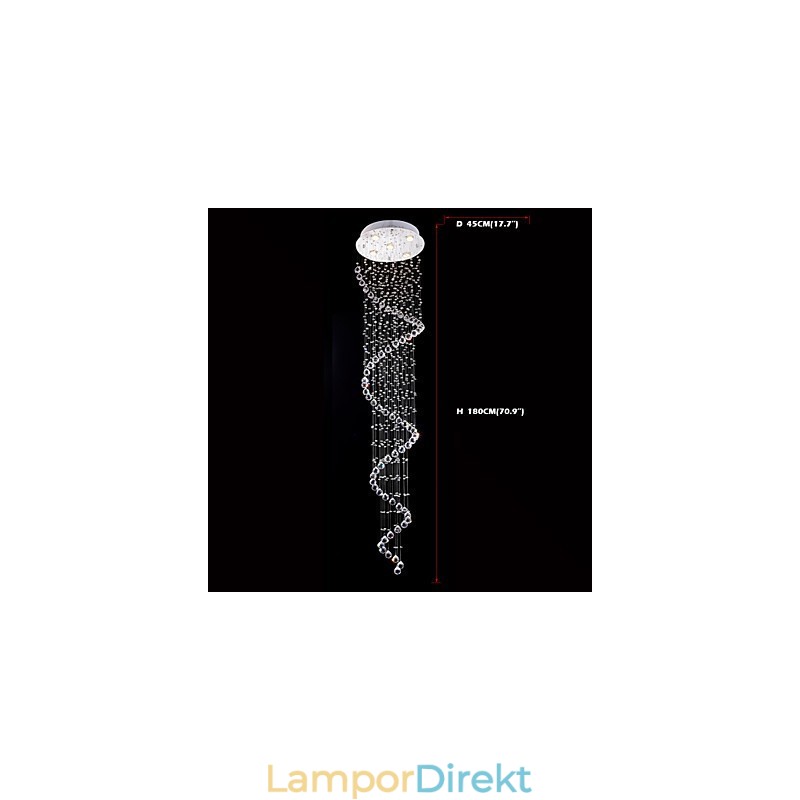 Kristall Taklampa Ljuskrona Belysning 5 Lampor Silver Canpoy Klar K9 Crystal Helix Taklampor