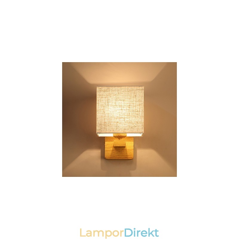 Minimalistisk Bordslampa I Massivt Trä Sängbordslampa