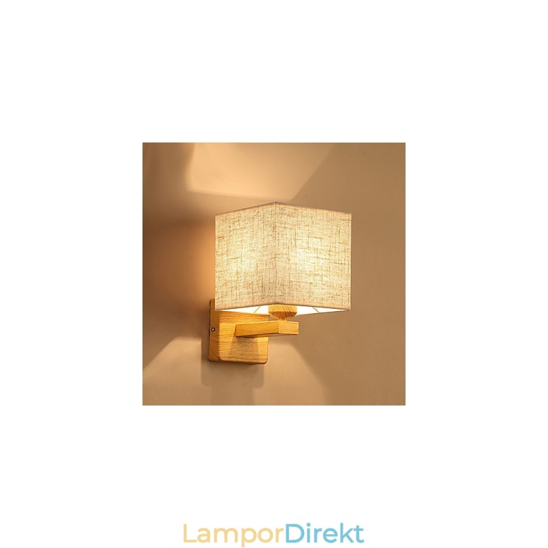 Minimalistisk Bordslampa I Massivt Trä Sängbordslampa