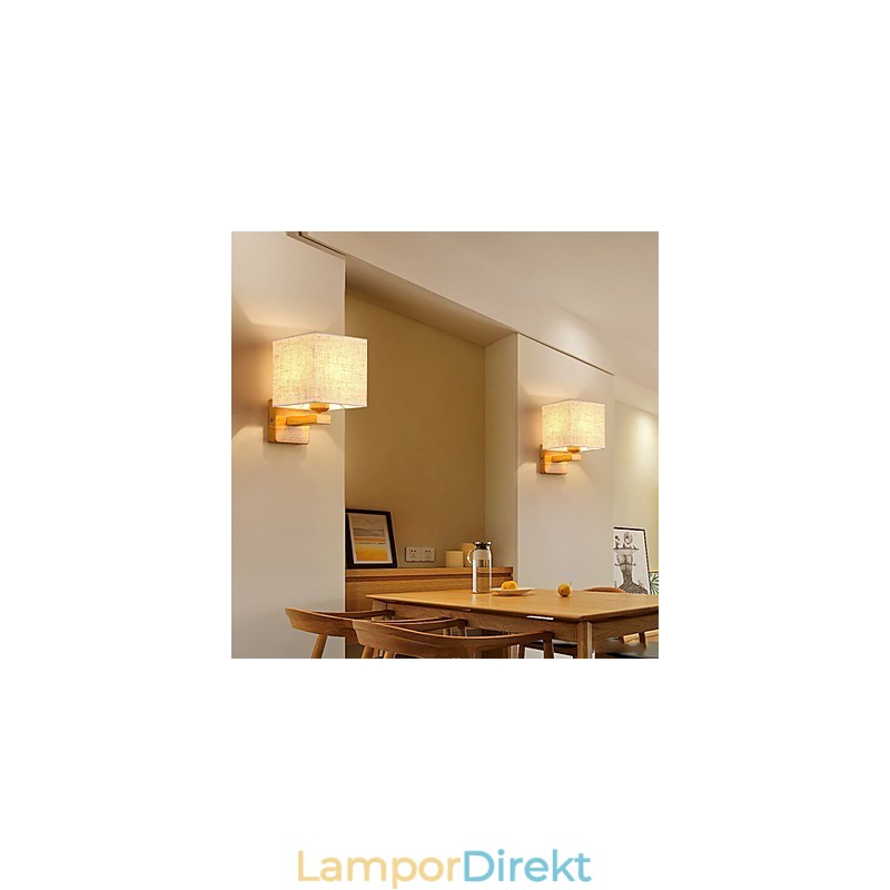 Minimalistisk Bordslampa I Massivt Trä Sängbordslampa