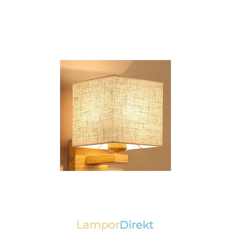 Minimalistisk Bordslampa I Massivt Trä Sängbordslampa