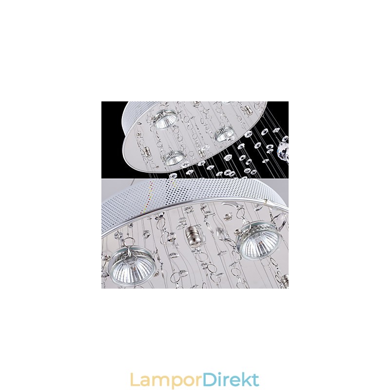 Kristall Taklampa Ljuskrona Belysning 5 Lampor Silver Canpoy Klar K9 Crystal Helix Taklampor