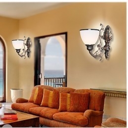 Enkel Amerikansk Vägglampa Sänglampa Vardagsrum Dekorativ Lampa Smidesjärn Europeisk Stil Kreativ Vägglampa