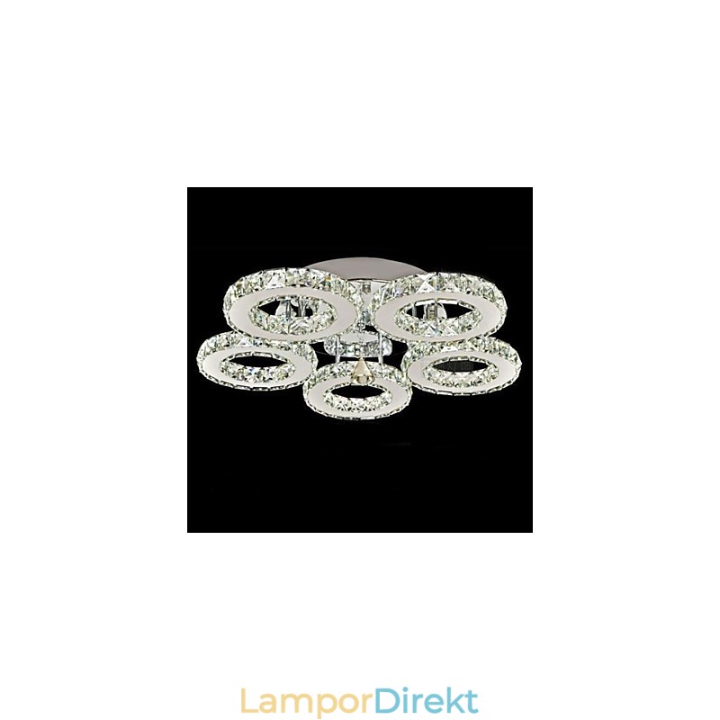 Crystal Flush Mount 5 Lampor Modernt Transparent Galvanisering Av Rostfritt Stål