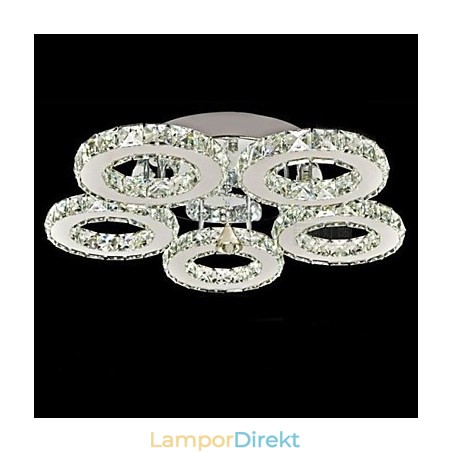 Crystal Flush Mount 5 Lampor Modernt Transparent Galvanisering Av Rostfritt Stål