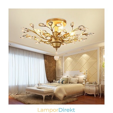 Vintage Crystal Flush Mount Metallmålning Svart Eller Guld Vintage Crystal Flush Mount Metallmålning Svart Eller Guld