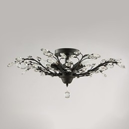 Vintage Crystal Flush Mount Metallmålning Svart Eller Guld