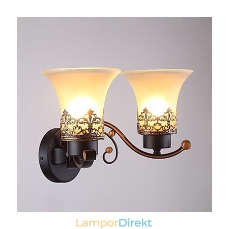 Dubbelhuvud Amerikansk Landsbygd Vintage Metall Med Glasvägglampa För Matsalen Vardagsrum Entré Foajé Dekorera Vägglampa Dubbelhuvud Amerikansk Landsbygd Vintage Metall Med Glasvägglampa För Matsalen Vardagsrum Entré Foajé Dekorera Vägglampa
