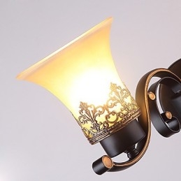 Dubbelhuvud Amerikansk Landsbygd Vintage Metall Med Glasvägglampa För Matsalen Vardagsrum Entré Foajé Dekorera Vägglampa