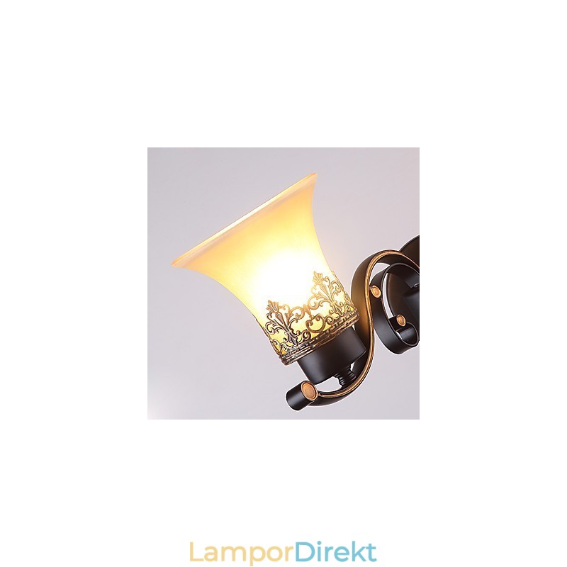 Dubbelhuvud Amerikansk Landsbygd Vintage Metall Med Glasvägglampa För Matsalen Vardagsrum Entré Foajé Dekorera Vägglampa