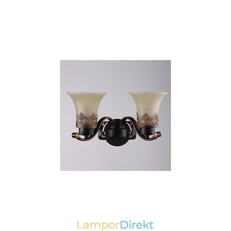 Dubbelhuvud Amerikansk Landsbygd Vintage Metall Med Glasvägglampa För Matsalen Vardagsrum Entré Foajé Dekorera Vägglampa