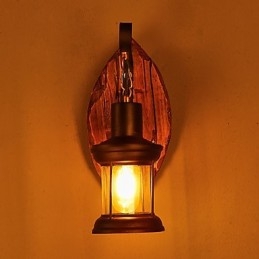 Single Head Industrial Vintage Retro Trä Metall Målning Färg Vägglampa För Home Hotel Corridor Dekorera Vägglampa