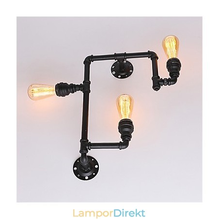 Vintage Industrial Pipe Vägglampor Black Creative Lights Restaurang Cafe Bar Dekorationsbelysning Med 3 Ljus Målad Finish Vintage Industrial Pipe Vägglampor Black Creative Lights Restaurang Cafe Bar Dekorationsbelysning Med 3 Ljus Målad Finish