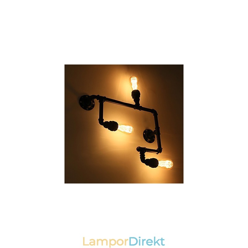 Vintage Industrial Pipe Vägglampor Black Creative Lights Restaurang Cafe Bar Dekorationsbelysning Med 3 Ljus Målad Finish