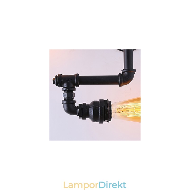 Vintage Industrial Pipe Vägglampor Black Creative Lights Restaurang Cafe Bar Dekorationsbelysning Med 3 Ljus Målad Finish