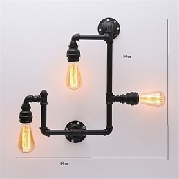 Vintage Industrial Pipe Vägglampor Black Creative Lights Restaurang Cafe Bar Dekorationsbelysning Med 3 Ljus Målad Finish