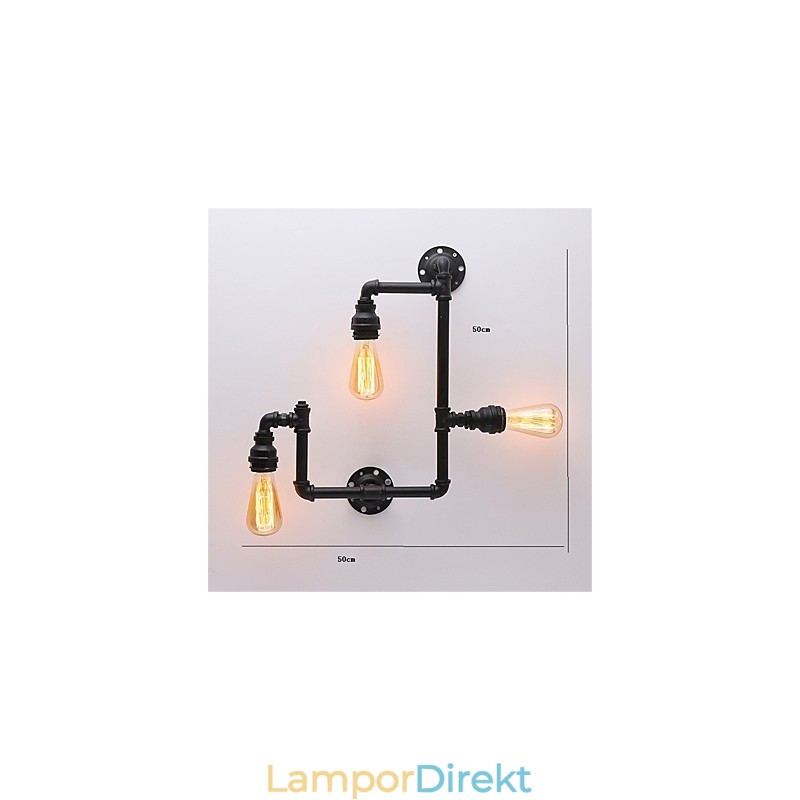 Vintage Industrial Pipe Vägglampor Black Creative Lights Restaurang Cafe Bar Dekorationsbelysning Med 3 Ljus Målad Finish