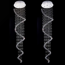 Kristall Taklampa Ljuskrona Belysning 5 Lampor Silver Canpoy Klar K9 Crystal Helix Taklampor