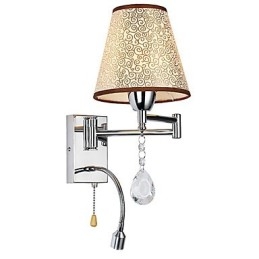 Vägglampa För Läslampa I Sovrummet Tyglampa Modern Modern Country Krom Funktion För Crystal Svängarm