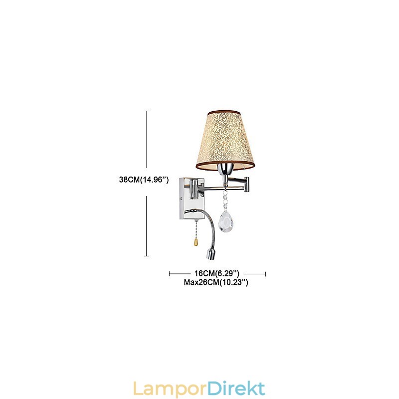 Vägglampa För Läslampa I Sovrummet Tyglampa Modern Modern Country Krom Funktion För Crystal Svängarm