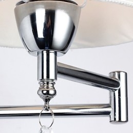 Vägglampa För Läslampa I Sovrummet Tyglampa Modern Modern Country Krom Funktion För Crystal Svängarm