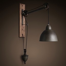 Amerikansk Lantlig Vägglampa Retro Kreativ Vägglampa I Trä