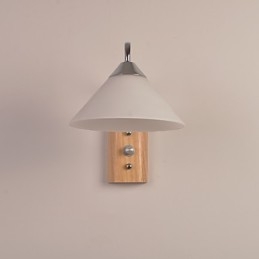 Enkel Vägglampa Sängbordslampa Med Glasskärm Och Massivt Trä För Sovrumsbyrå Vardagsrum Babyrum College Sovsal Soffbord Bokhyllor