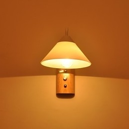 Enkel Vägglampa Sängbordslampa Med Glasskärm Och Massivt Trä För Sovrumsbyrå Vardagsrum Babyrum College Sovsal Soffbord Bokhyllor