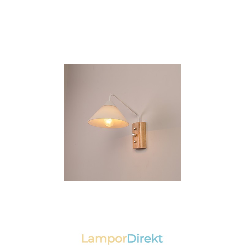Enkel Vägglampa Sängbordslampa Med Glasskärm Och Massivt Trä För Sovrumsbyrå Vardagsrum Babyrum College Sovsal Soffbord Bokhyllor