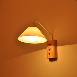 Enkel Vägglampa Sängbordslampa Med Glasskärm Och Massivt Trä För Sovrumsbyrå Vardagsrum Babyrum College Sovsal Soffbord Bokhyllor