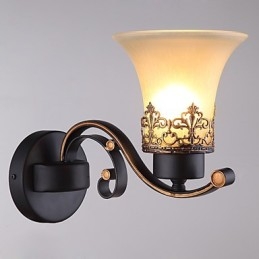 Enkelhuvud Amerikansk Landsbygd Vintage Metall Med Glasvägglampa För Matsalen Vardagsrum Entré Foajé Dekorera Vägglampa