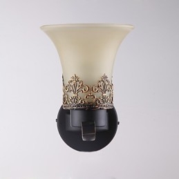 Enkelhuvud Amerikansk Landsbygd Vintage Metall Med Glasvägglampa För Matsalen Vardagsrum Entré Foajé Dekorera Vägglampa