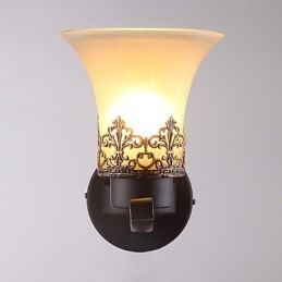 Enkelhuvud Amerikansk Landsbygd Vintage Metall Med Glasvägglampa För Matsalen Vardagsrum Entré Foajé Dekorera Vägglampa