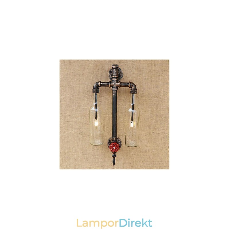Amerikanskt Tema Restaurang Bar Strykjärn Med Switch Vattenrör Vinflaska Vägglampa Transparent