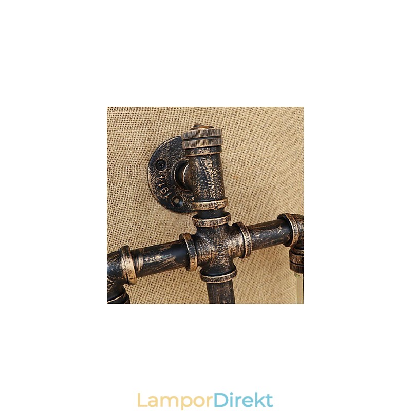 Amerikanskt Tema Restaurang Bar Strykjärn Med Switch Vattenrör Vinflaska Vägglampa Transparent