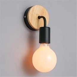 Modern Minimalistisk Kreativ Personlighet Trä Järn Lampa Korridor Balkong Sovrum Sängbord Järn Vägglampa
