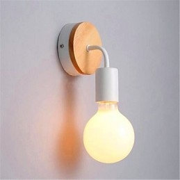 Modern Minimalistisk Kreativ Personlighet Trä Järn Lampa Korridor Balkong Sovrum Sängbord Järn Vägglampa