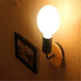 Modern Minimalistisk Kreativ Personlighet Trä Järn Lampa Korridor Balkong Sovrum Sängbord Järn Vägglampa